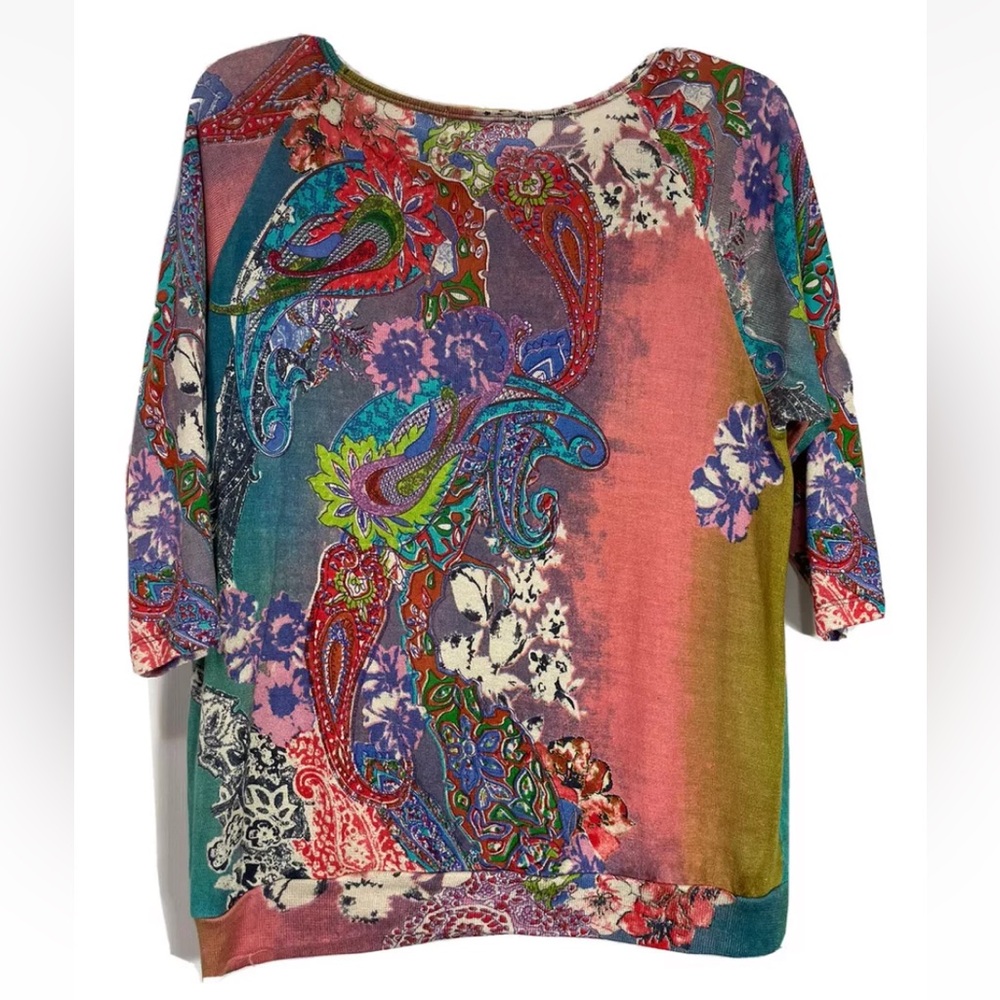 Pashma sweater Silk Paisley XL Lightweight Pull overTop